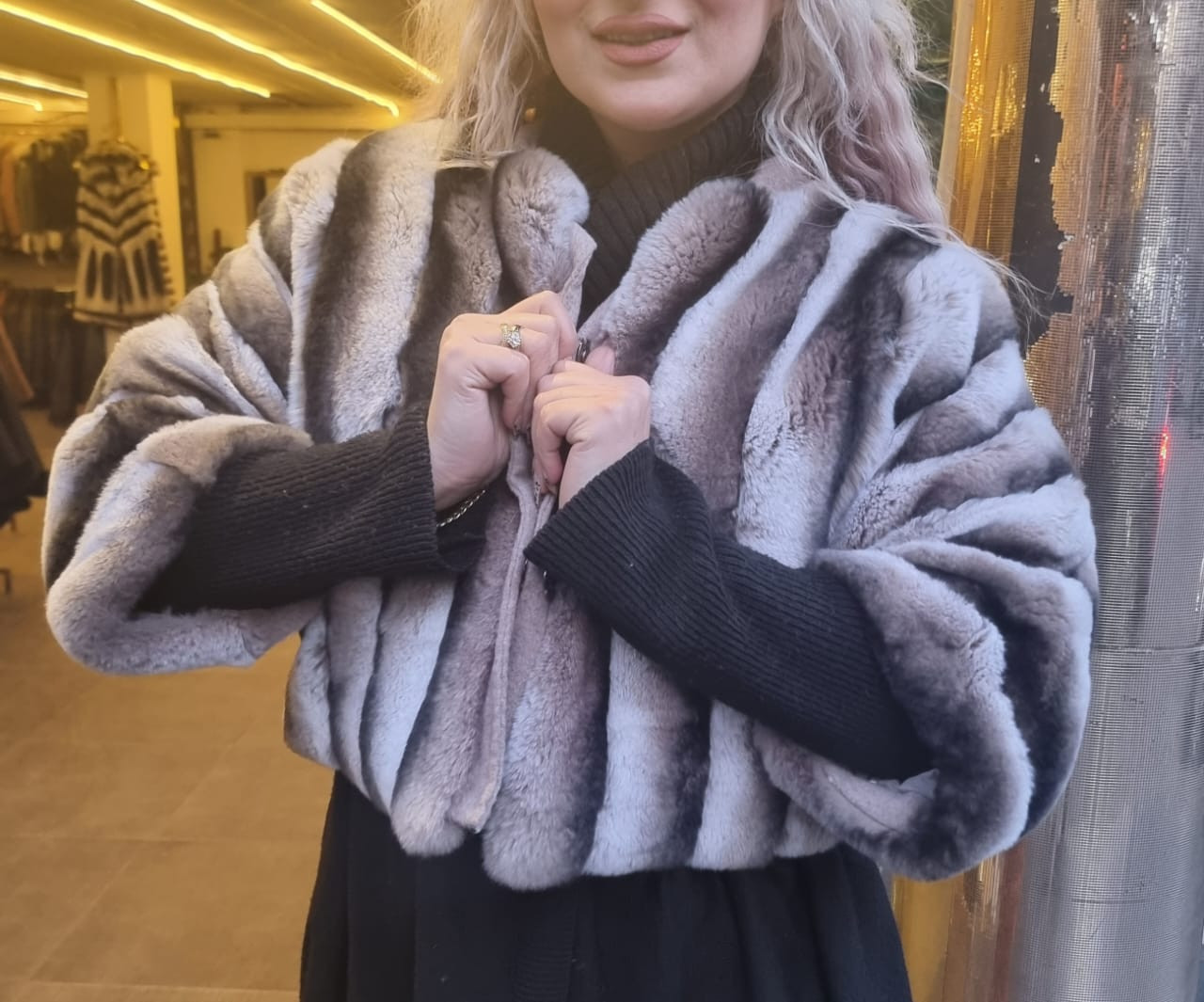 65cm Natural rex chinchilla Jacket