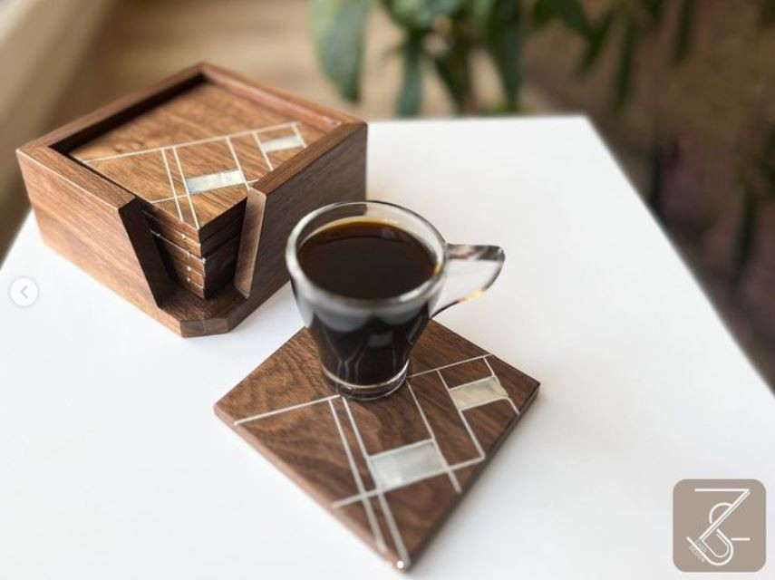 Coasters with mother of pearl / Square Shape