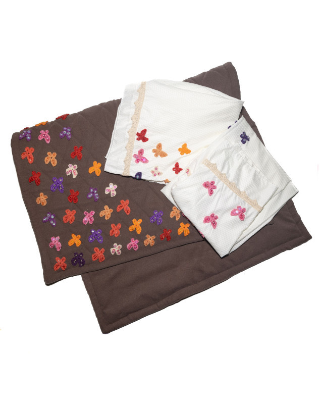 Brown Butterfly Prayer rug with a prayer set - Hover