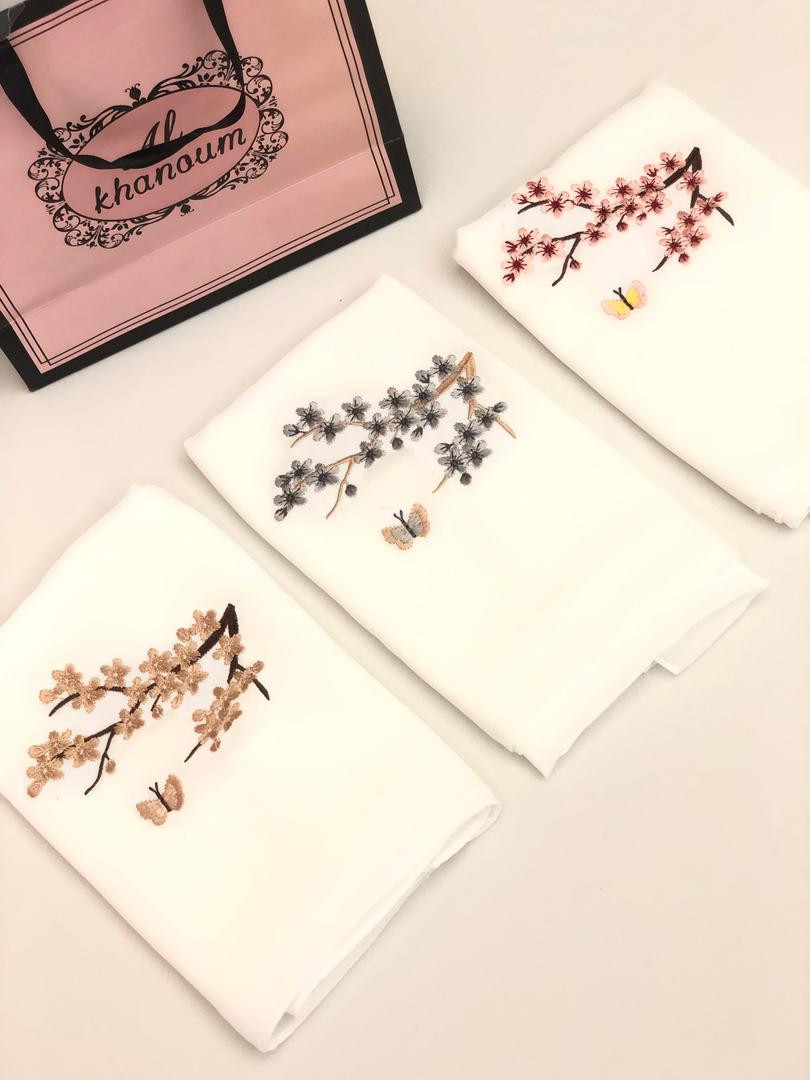 stylish  design hijab with beads on sides - Hover