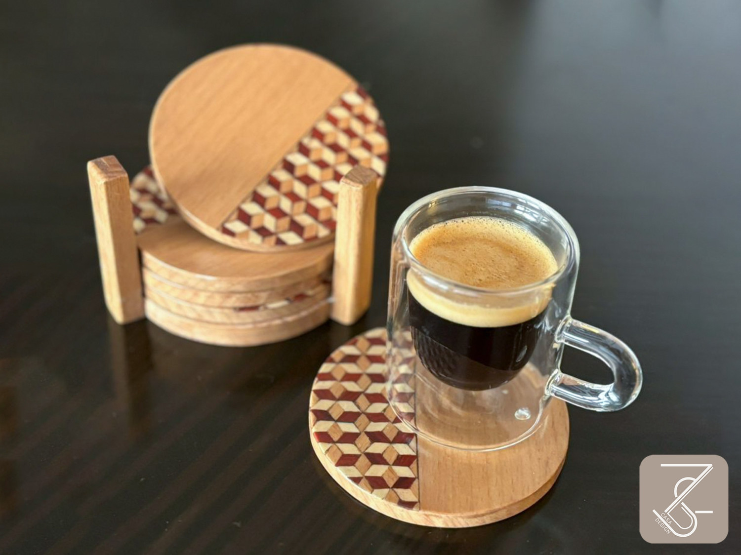 Coasters Set Red Mosaic / Christmas Collection