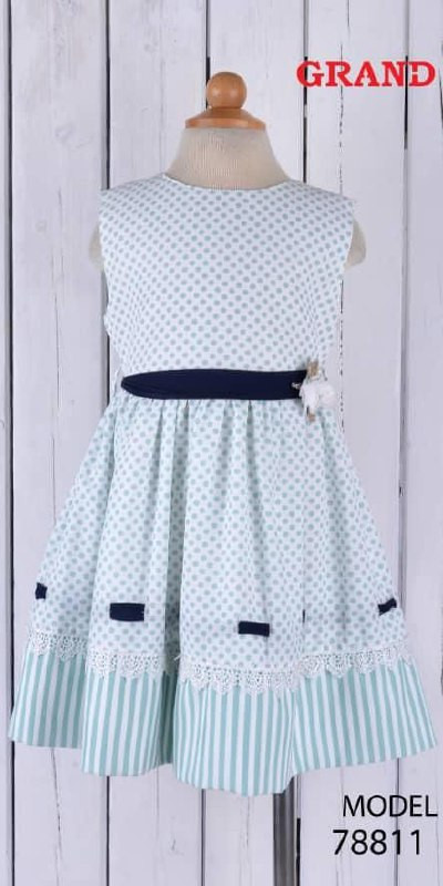 Dotted Blue Dress - Hover