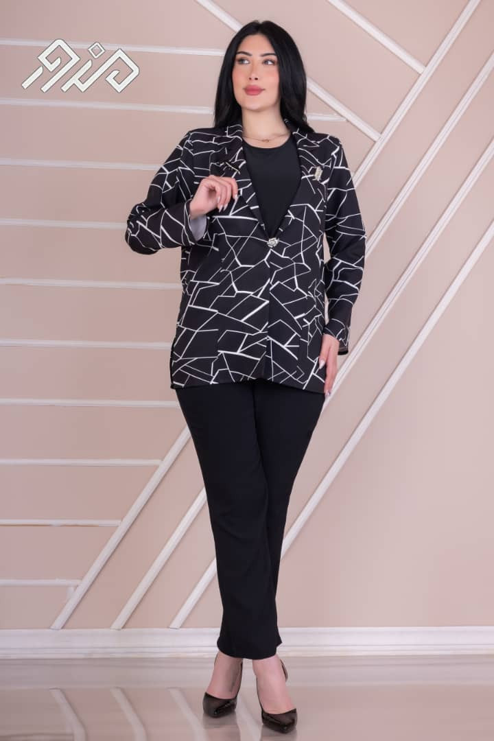 White stripes blazer with a sleeveless shirt ( no pants ) - Hover