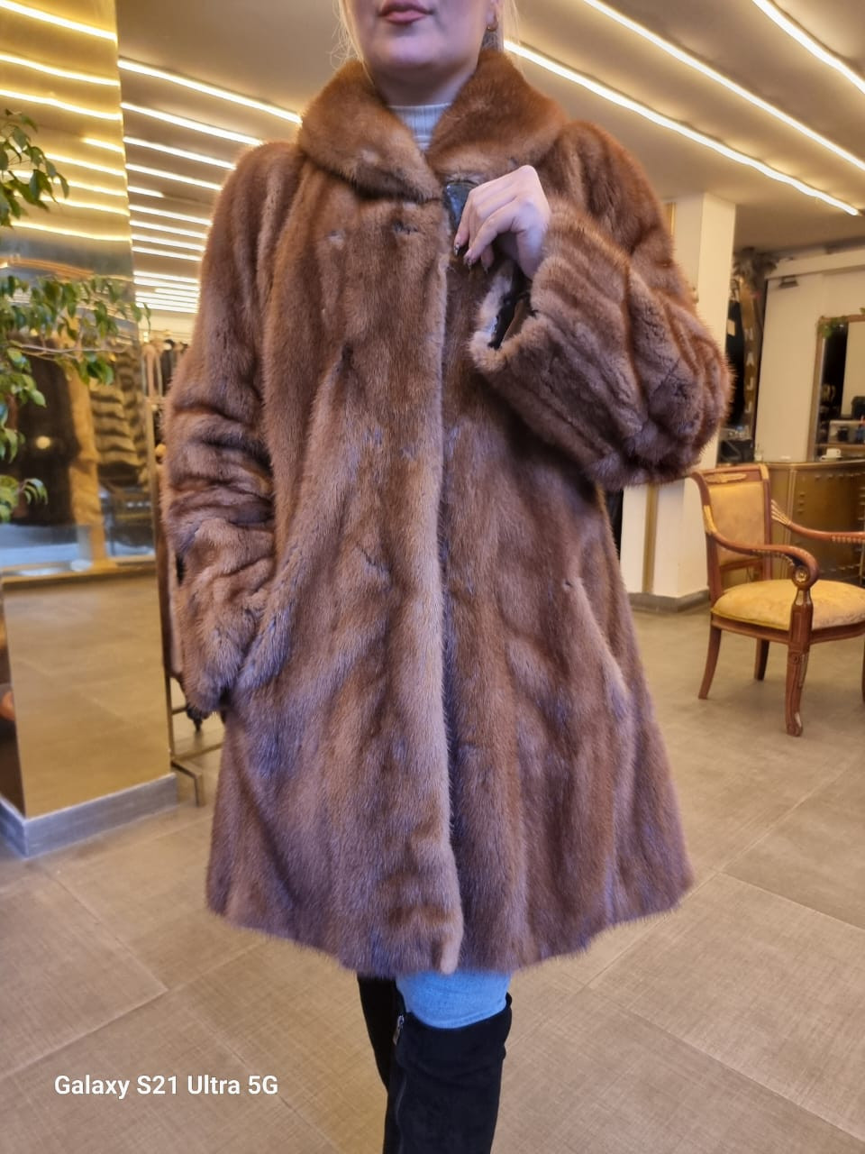 100cm Natural mink fur coat