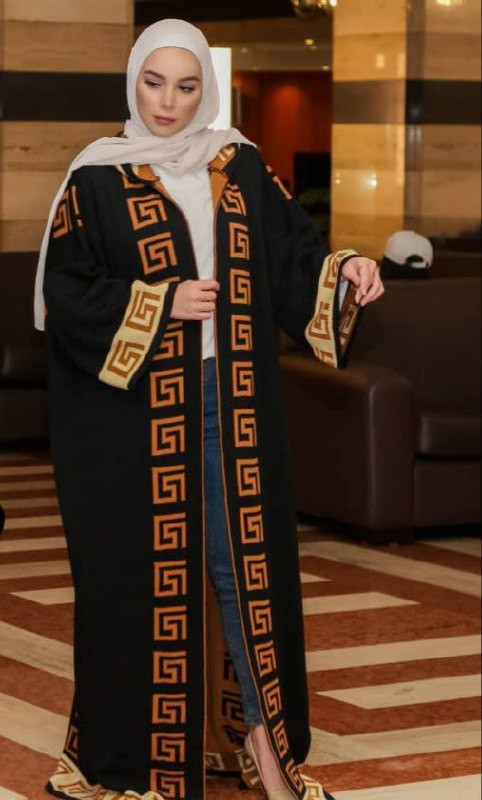 orange graphics triko abaya - Hover