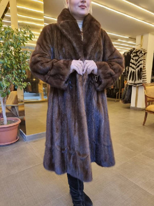 Natural Mink Fur Coat 120 cm