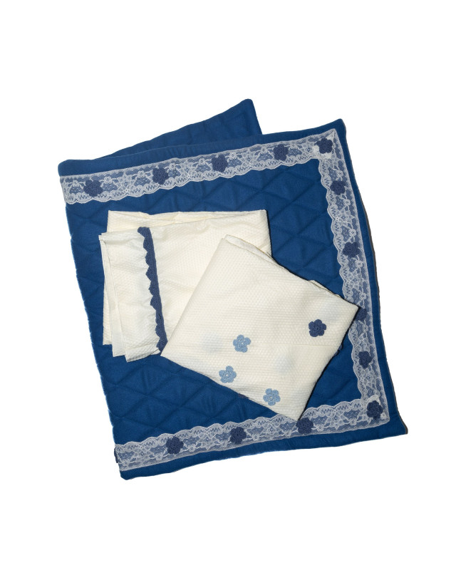 Dark Blue Prayer Mat with a Prayer Set